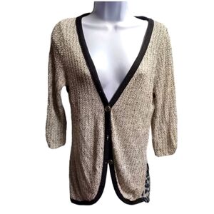 Women's gray and black cardigan with sheer animal print back sz L used